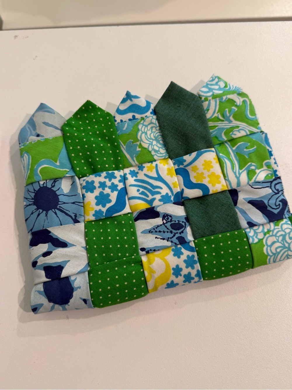 Vintage Lilly Pulitzer ties patchwork clutch Kelly Green Navy